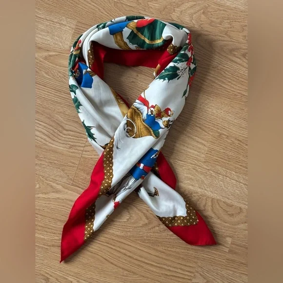 vintage christmas scarf silk - Picture 10 of 10